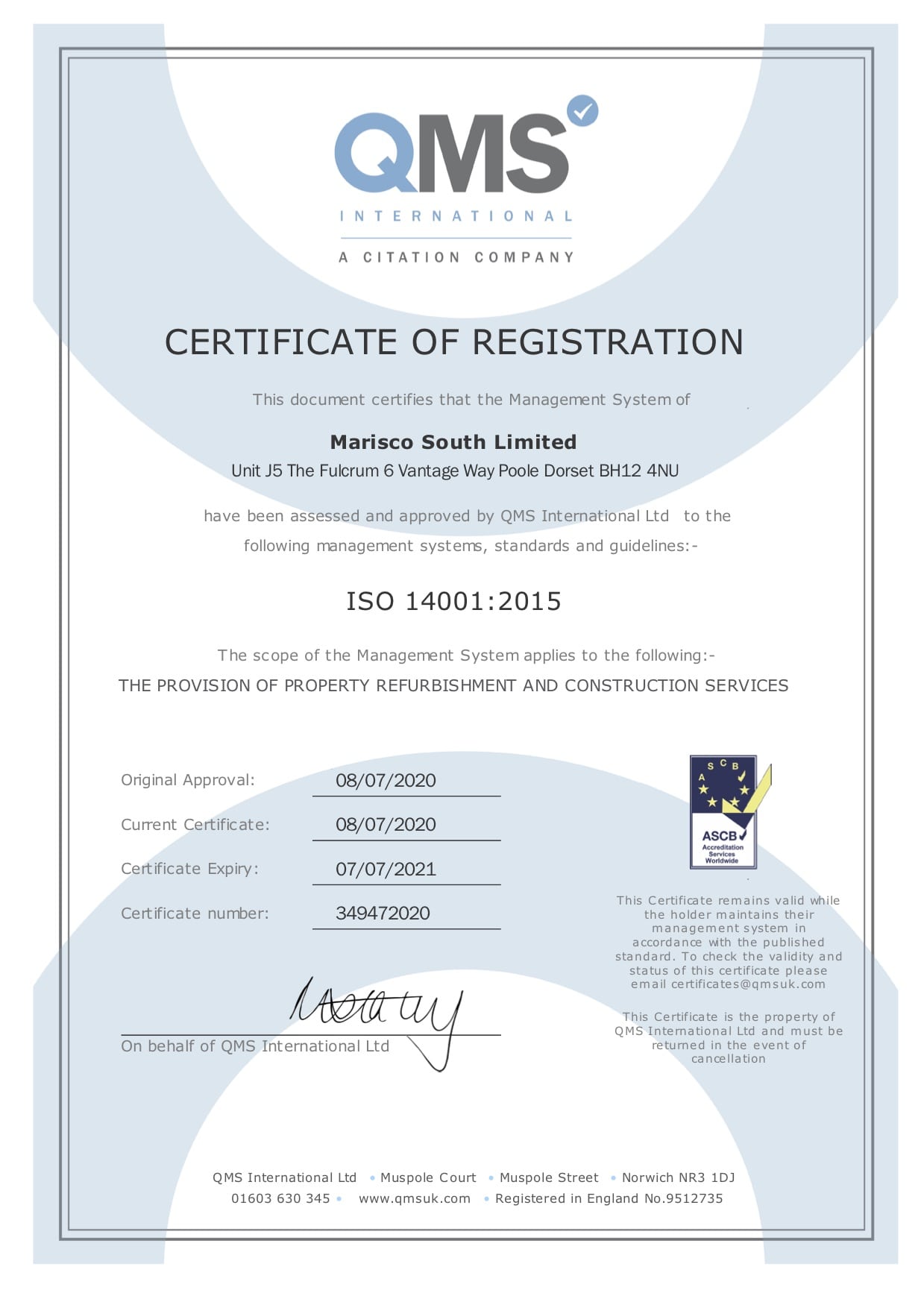 ISO 14001 2015 Certificate Min